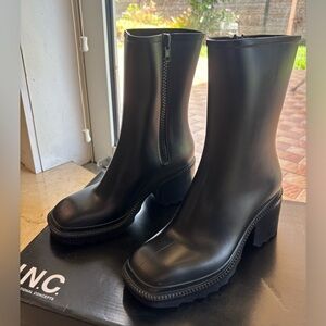 INC SZ 8 Women's Black Mid-Calf Zip Platform Boots